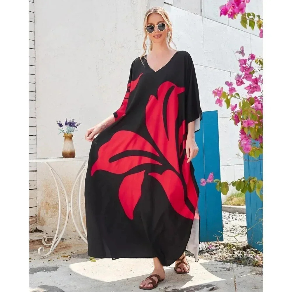 Womens Swimsuit Cover Up Bathing Suit black Bikini Long  Beach Dress - Picture 4 of 7